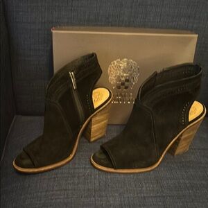 Black Ankle Boots with Wooden Heel